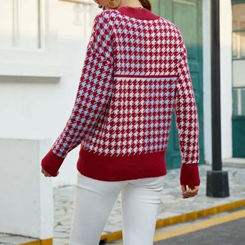 EB | Hundezahn-muster Bluse Acryl Klassisches Design