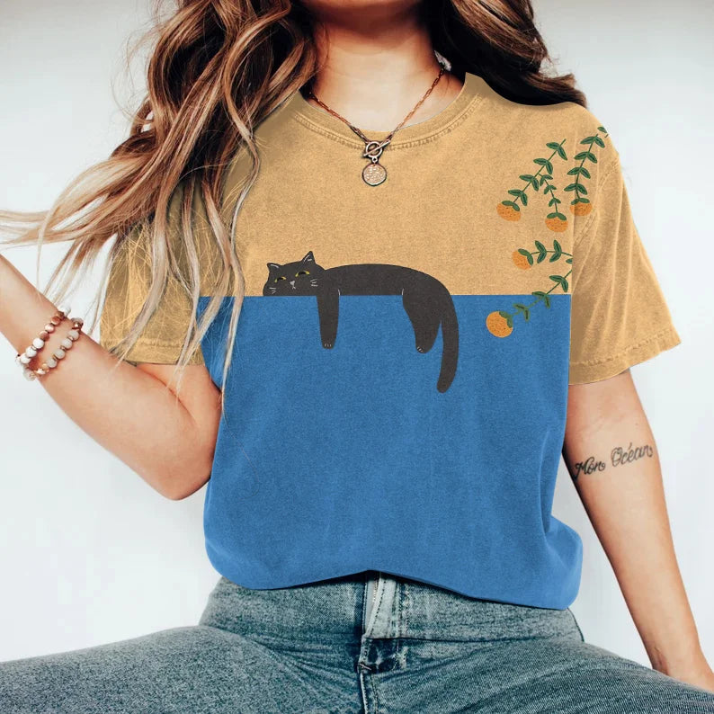 EB | Black Cat Painting Kunst Kreatives T-Shirt für Frauen