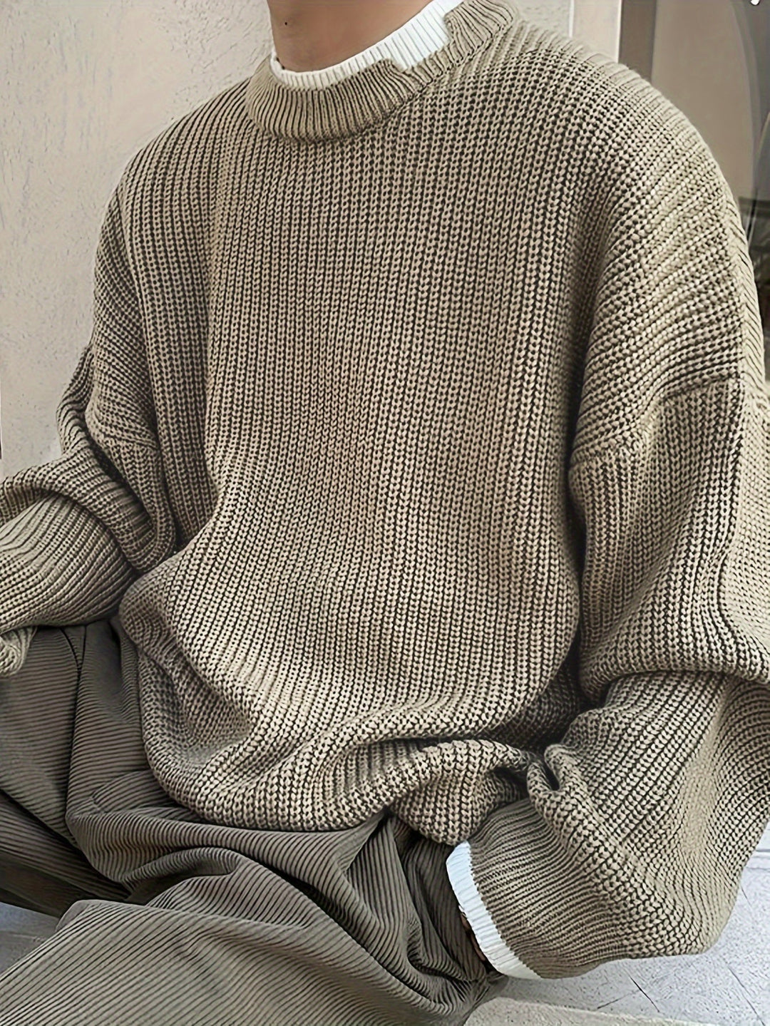 EB | Überdimensionierter Strickpullover Acryl Lässig und Warm