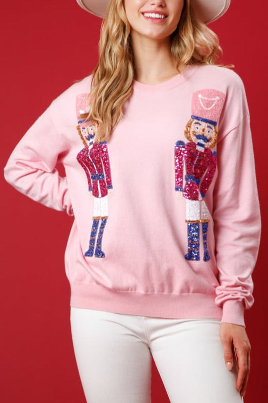 EB | Weihnachtswächter Pailletten Rundhals Lässiger Lockere Sweatshirt