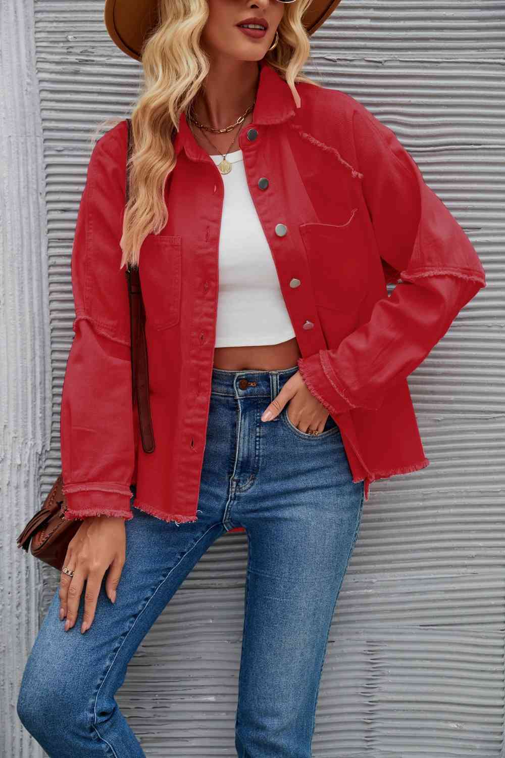 EB | Raw Hem Kragen Denimjacke