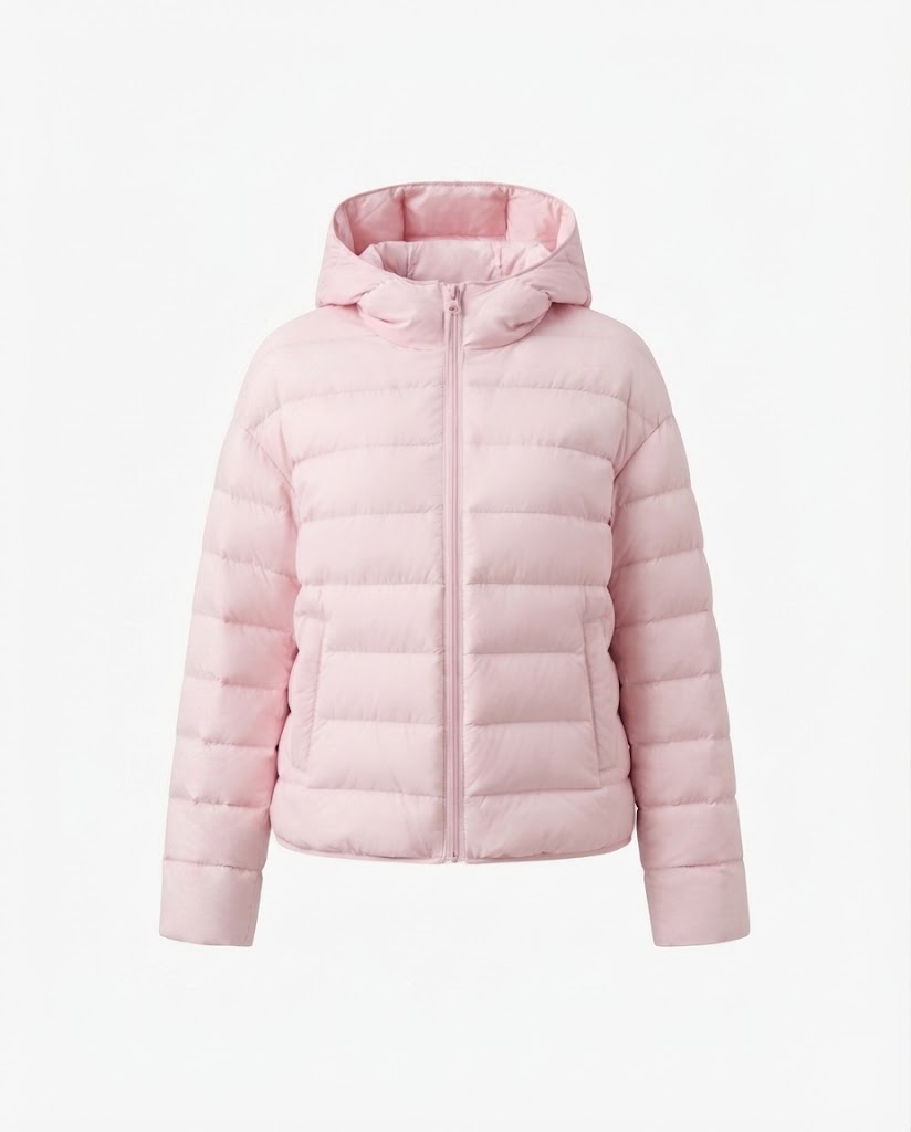 Damen nan minimalistische kurze Thermo-Steppjacke mit ergonomischer Kapuze, taillierter Nahtführung und winddichter Außenhülle EB