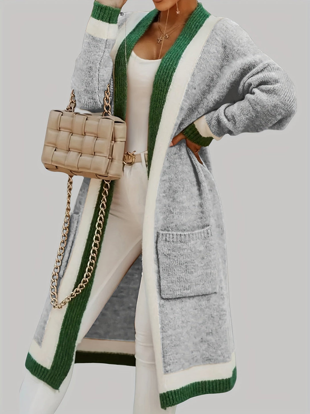 EB | Lange Strickcardigan Vintage Inspiration mit Herbstlichen Akzenten
