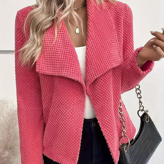 EB | Wassermelone Langärmelige Einfarbige Strickjacke