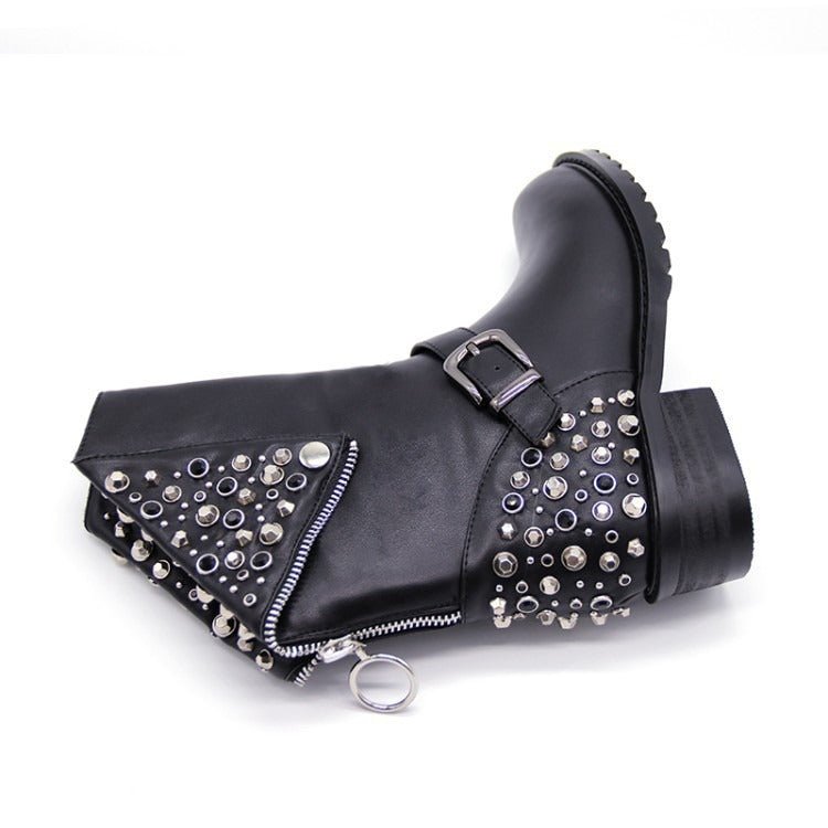 EB | Bikerstiefel für Damen mit Schnalle Silberne Nieten