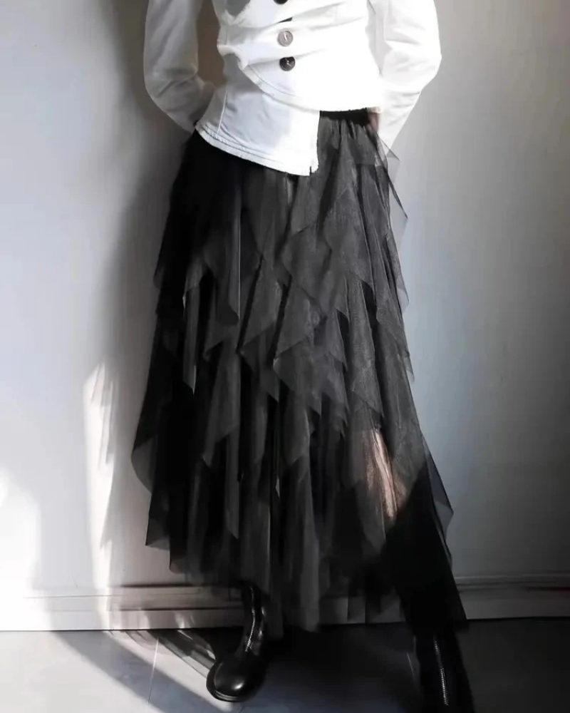 EB | Damen Langer Rüschenrock Midirock