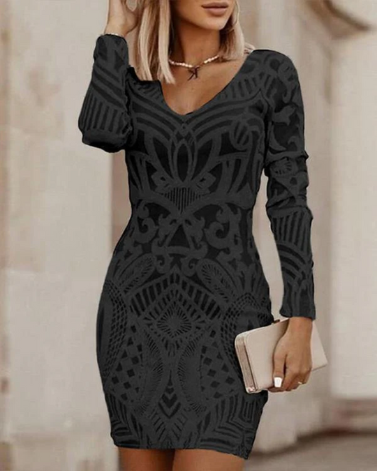 EB | Damen Schwarz Strickkleid Mini