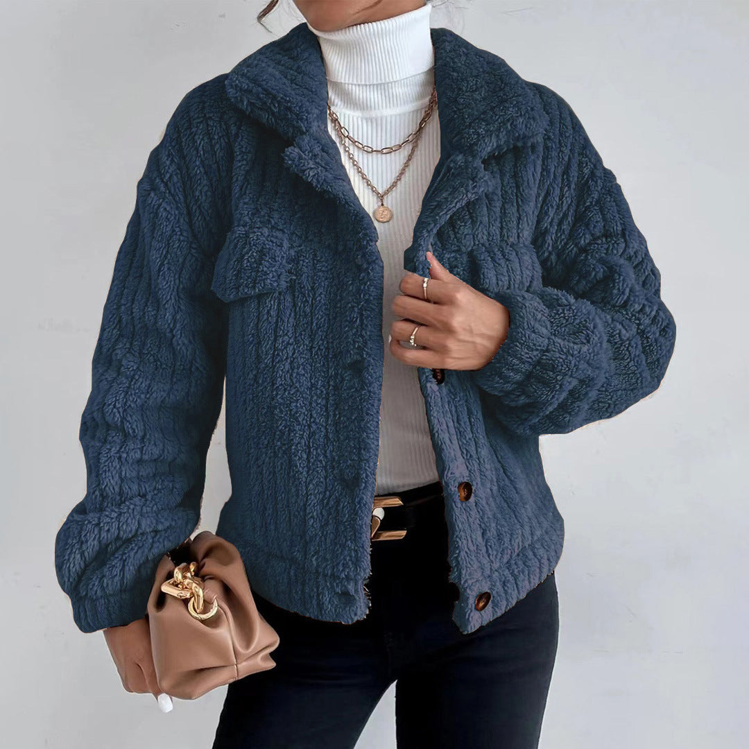 EB | Damen Button-Down Sherpa Jacke
