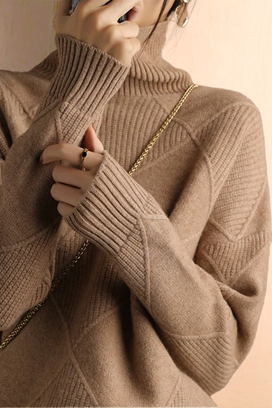 EB | Pullover - Damen Diamant Strick Rollkragenpullover