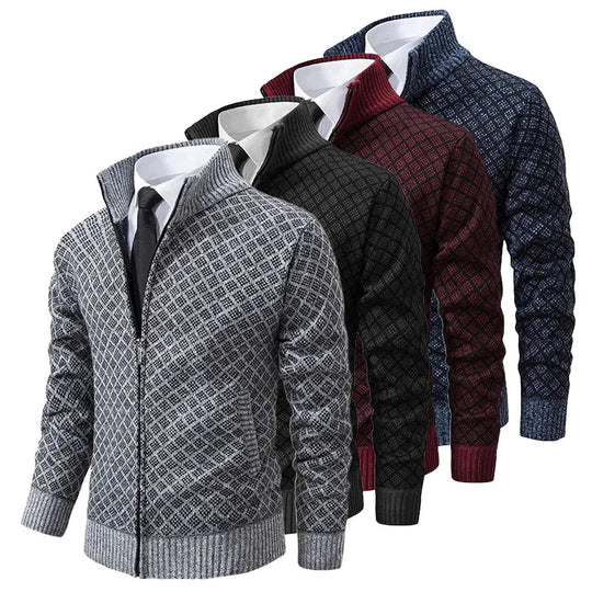 EB | Herren Frühlingsjacke mit Reißverschluss und Geometrischem Muster