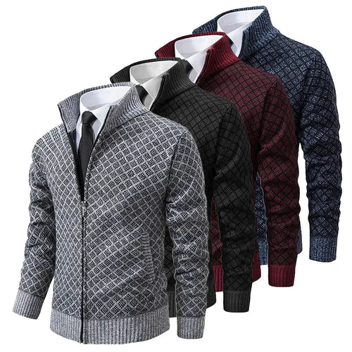 EB | Herren Frühlingsjacke mit Reißverschluss und Geometrischem Muster