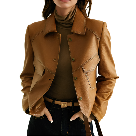 EB | Vintage Stil Damen Vegane Lederjacke
