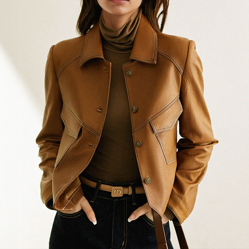EB | Vintage Stil Damen Vegane Lederjacke
