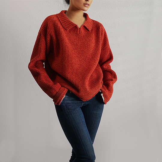 EB | Strick Lockerer Pullover mit Langen Ärmeln