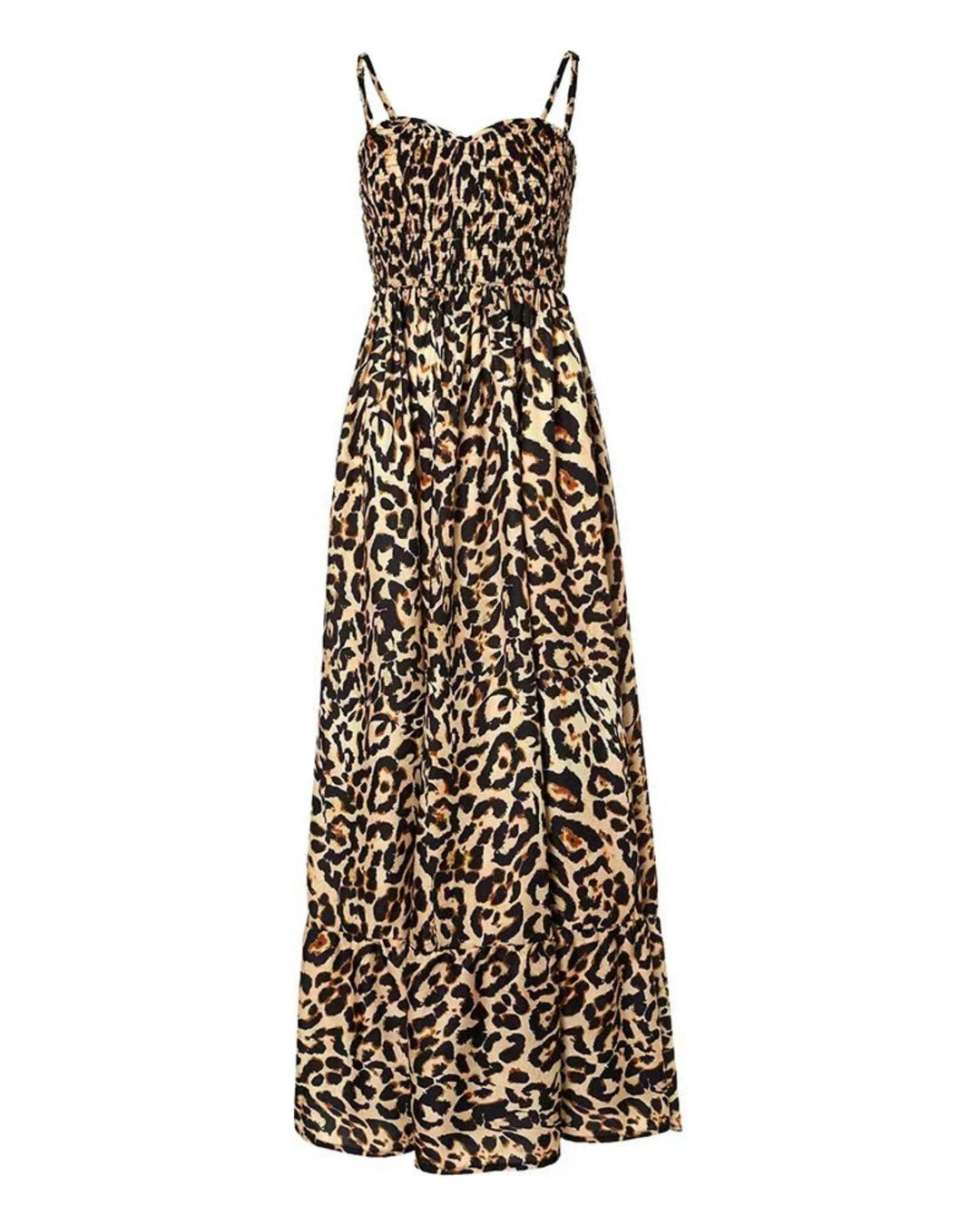 EB | Kleid mit Leopardenmuster und Hosenträgern mit V-Ausschnitt