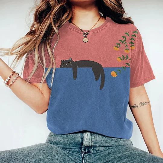 EB | Black Cat Painting Kunst Kreatives T-Shirt für Frauen