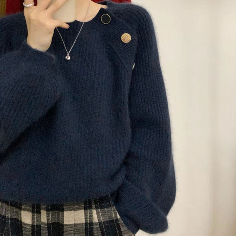 EB | Strickpullover mit Dekorativen Knöpfen Weich und Elegant Einzigartiges Design