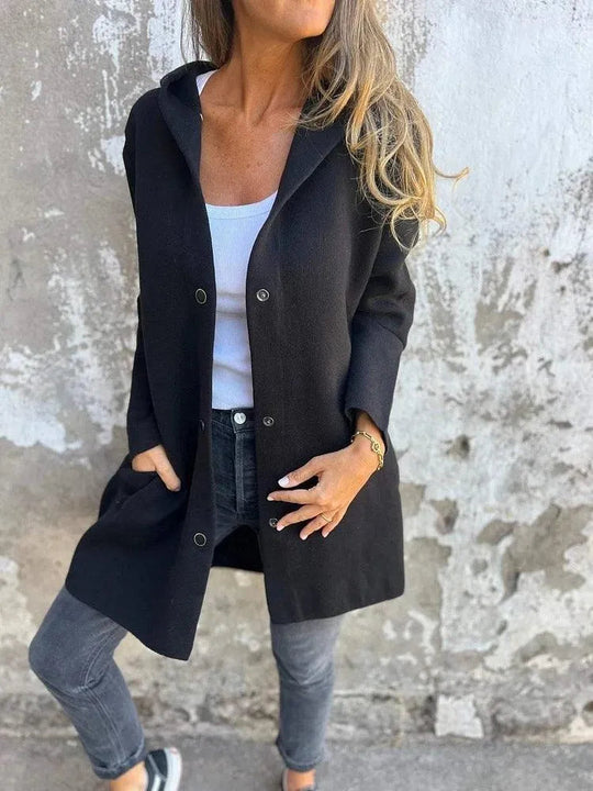 EB | Lässiger einreihiger Cardigan mit Kapuze