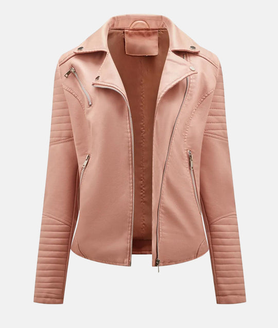 EB | Stylische Damen Bikerjacke Aus Kunstleder