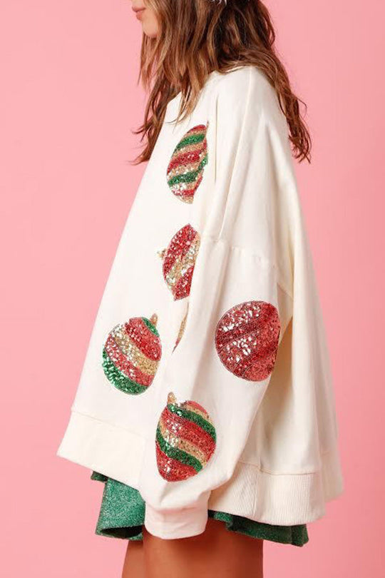 EB | Weihnachts-Ei Pailletten Lässiger Langarm Sweatshirt
