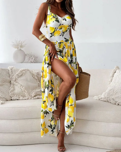 EB | Riemchenkleid mit Zitronendruck
