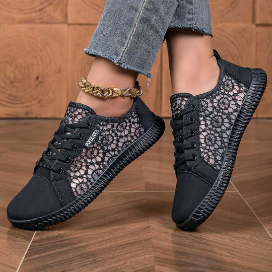 Sneakers mit floraler Spitze und atmungsaktivem Mesh-Futter EB EB