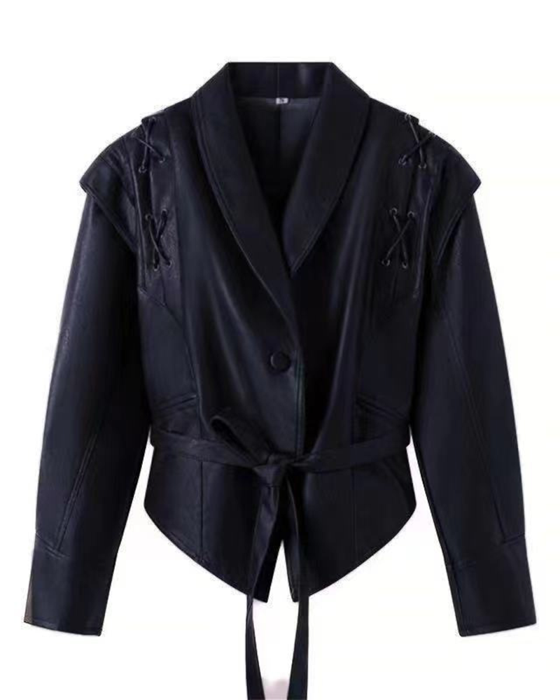EB | Lederjacke mit langen Ärmeln