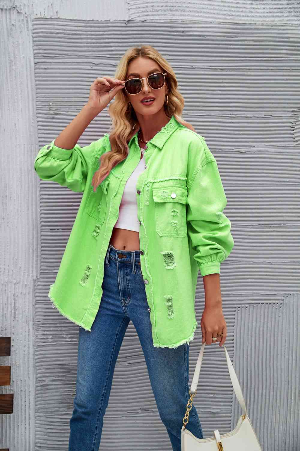 EB | Zerrissene Rohsaum-Denimjacke