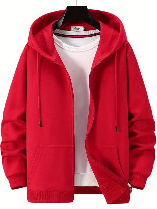 EB - Lässiger Herbst Full Zip Hoodie mit Kordelzug für Männer