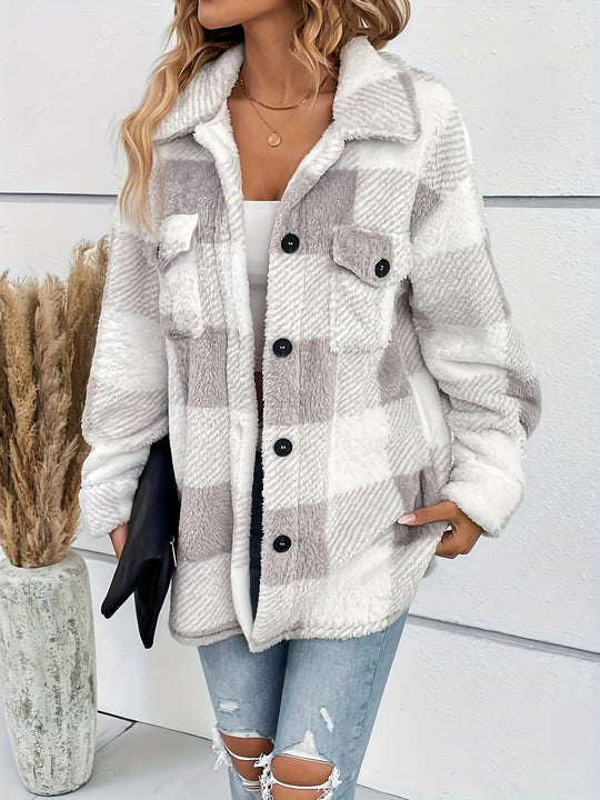 EB | Warme Fleecejacke mit Karomuster für Frauen