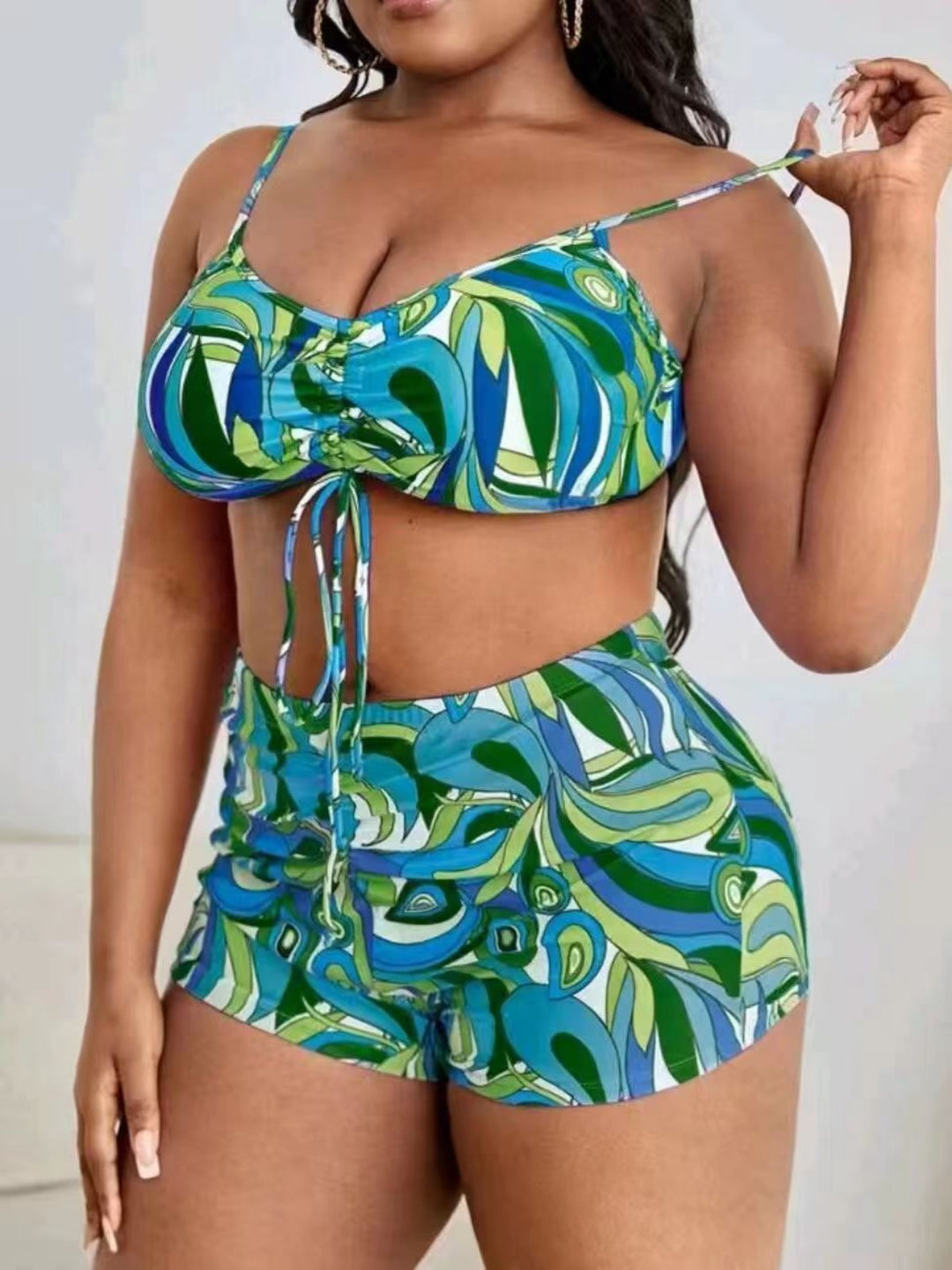EB | Große lange Bluse hohe Taille Boxershorts Badeanzug