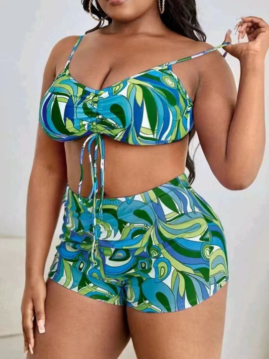 EB | Große lange Bluse hohe Taille Boxershorts Badeanzug