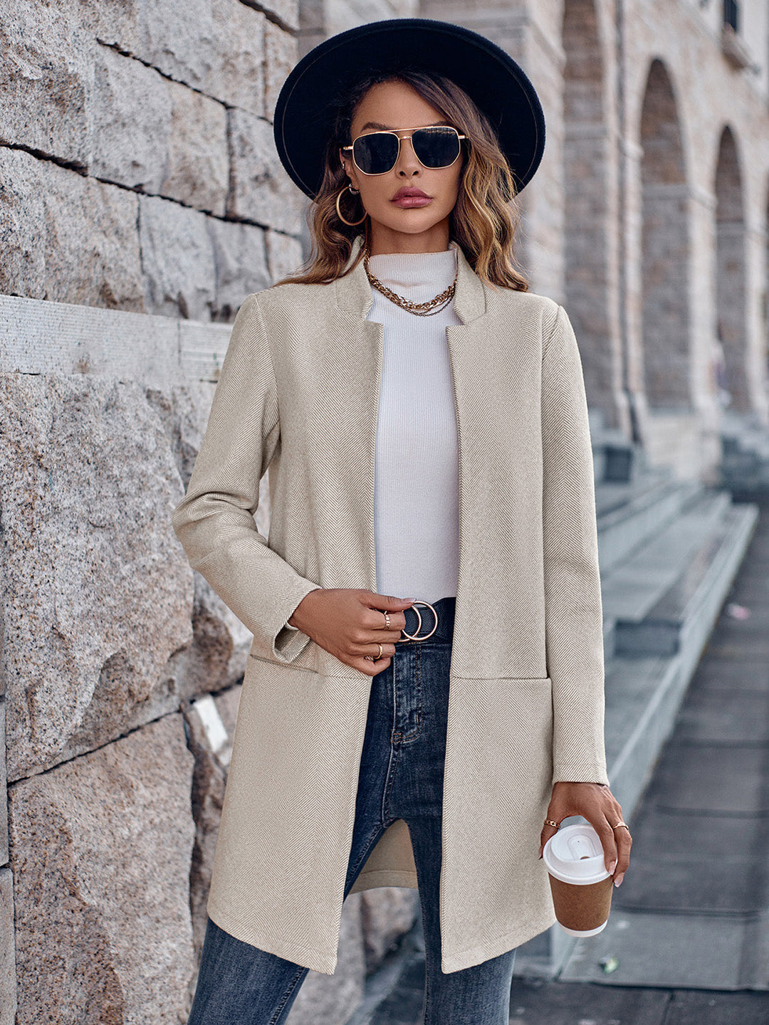 EB | Offene Vorderseite Langarm Blazer