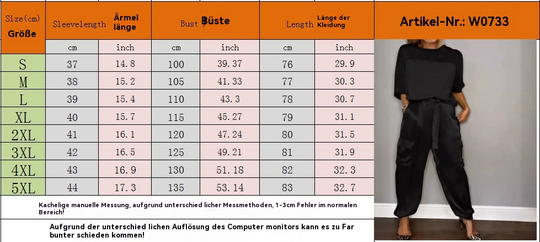 EB | Solide Farbe glatt Satin Top zweiteilige Set für Frauen