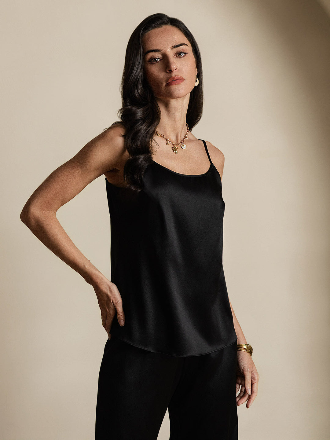 EB | Seide Entspannt Spaghettiträger Camisole Top