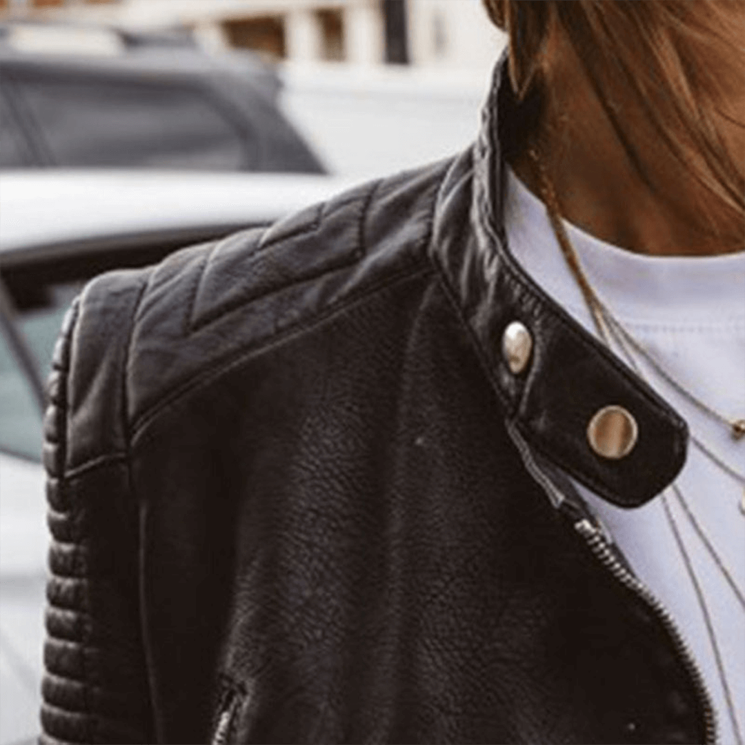 EB | Damen Slim Fit Stehkragen PU Jacke