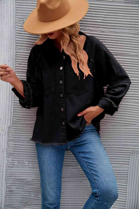 EB | Raw Hem Kragen Denimjacke