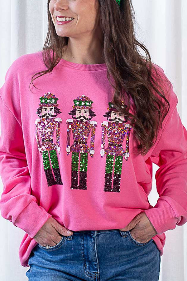 EB | Weihnachtswächter Pailletten Locker Lässig Sweatshirt