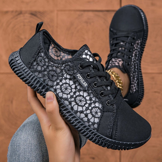 Sneakers mit floraler Spitze und atmungsaktivem Mesh-Futter EB EB