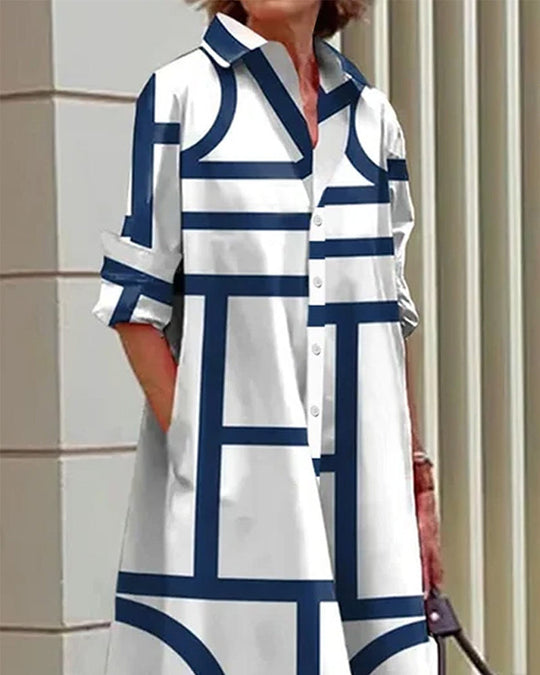 EB | Kleid mit Taschen und Geometrischem Druck