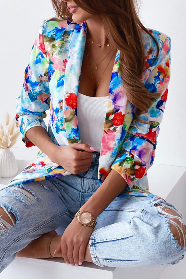 EB | Freie und Echte Florale Revers Freizeitanzug Blazer