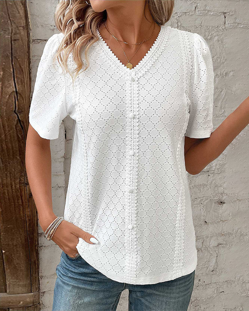 EB | Weiße kurzärmelige Bluse