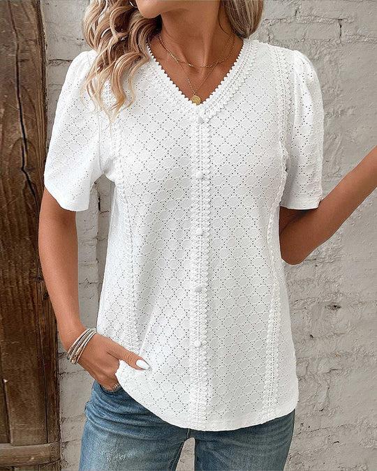 EB | Weiße kurzärmelige Bluse