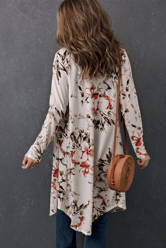 EB | Bedruckter Offene Front Langarm Cardigan