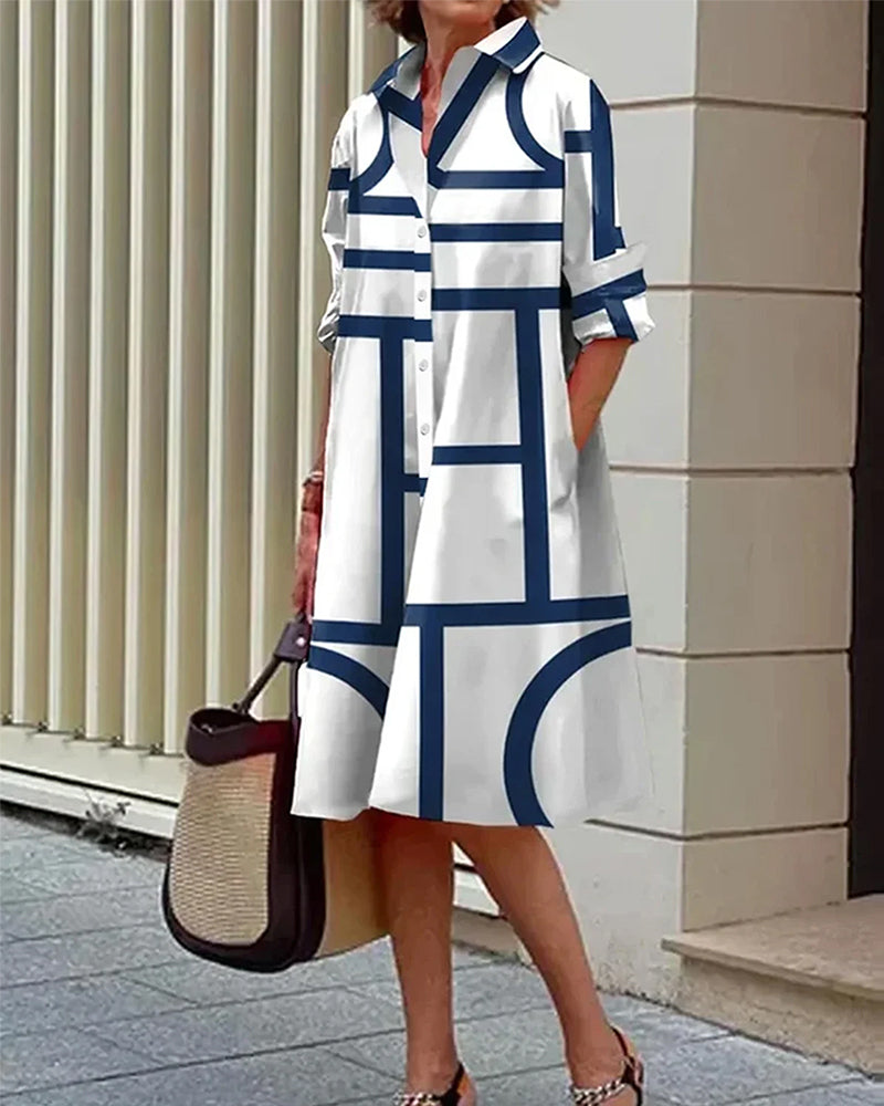 EB | Kleid mit Taschen und Geometrischem Aufdruck
