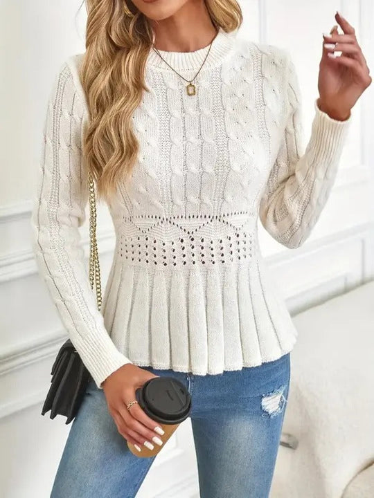 EB | Bequemer Schicker Grobstrickpullover mit Rundhalsausschnitt