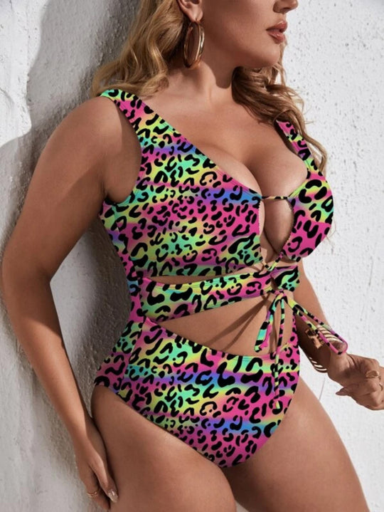 EB | Großer einteiliger Bikini mit Leopardenmuster