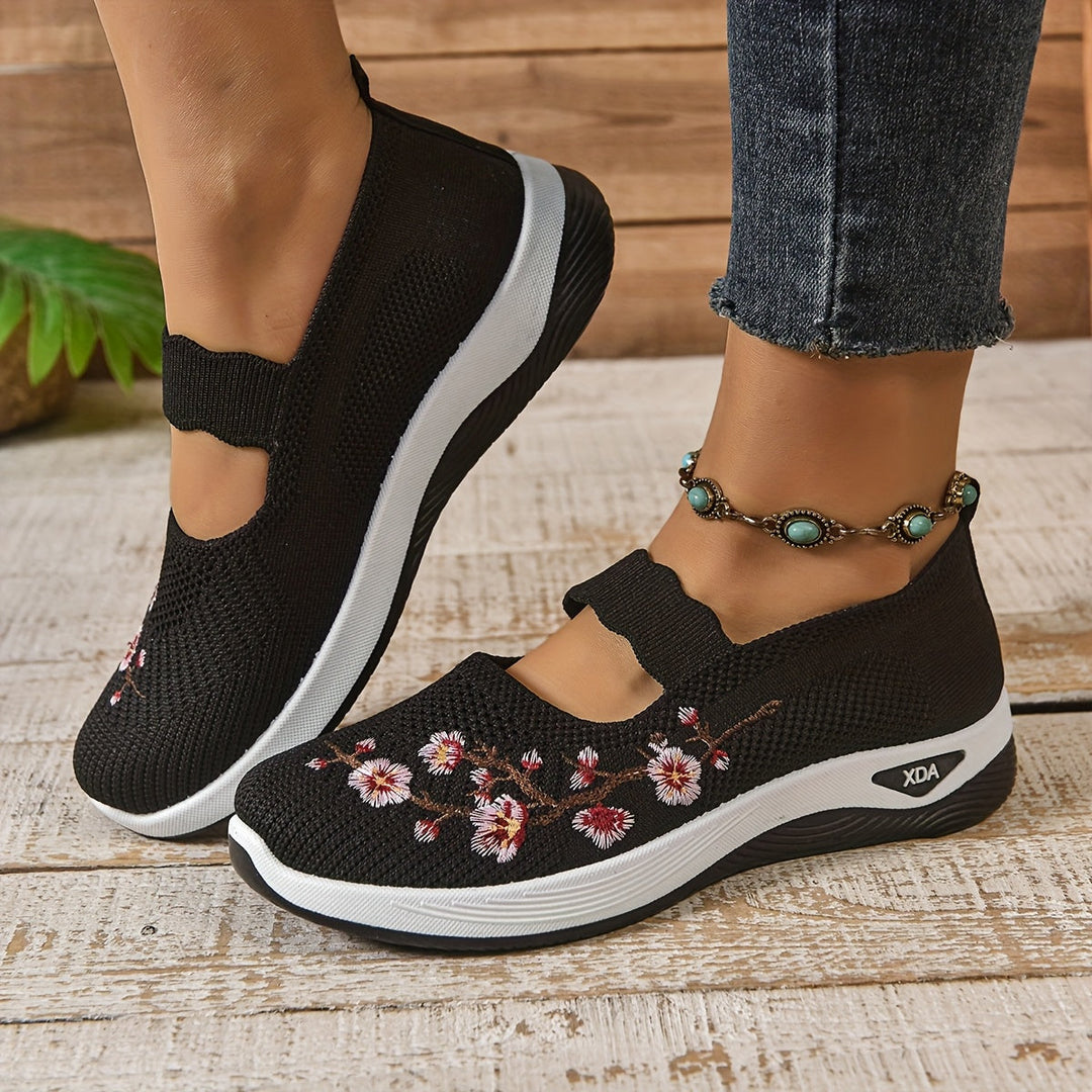 Blumenbestickte Mesh Slip-On Schuhe EB EB
