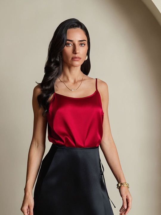 EB | Seide Entspannt Spaghettiträger Camisole Top