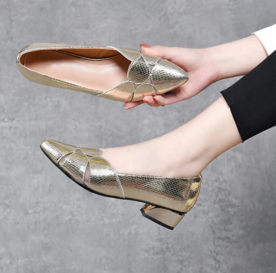 Glänzende Chunky Heels mit spitzer Zehe EB EB